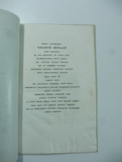 Articolo necrologico inserito nel fascicolo XXX della Biblioteca italiana: Vincenzo Brunacci